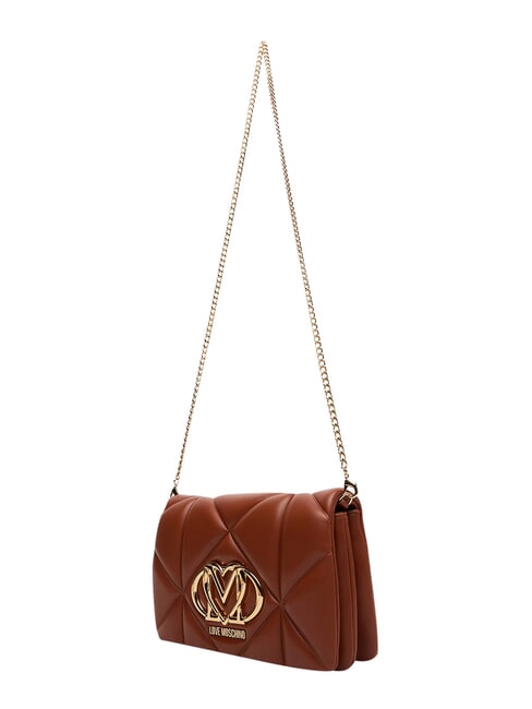 EMBOSSED Borsa mini a spalla, con catena castagna - Borse Donna