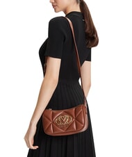 LOVE MOSCHINO EMBOSSED Borsa a tracolla, doppia portabilit&agrave; castagna - Borse Donna - 2