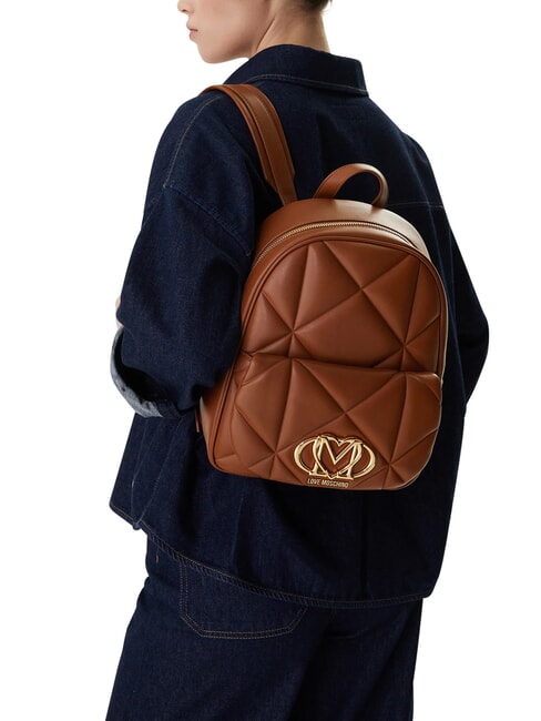 EMBOSSED Zaino con tasca frontale castagna - Borse Donna