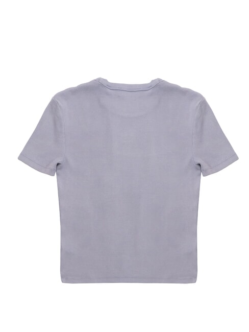 WASHED WOVEN LABEL T-shirt a manica corta, in cotone purple - T-shirt e Top Donna