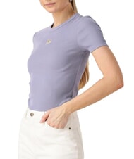 CALVIN KLEIN WASHED WOVEN LABEL T-shirt a manica corta, in cotone purple - T-shirt e Top Donna - 3
