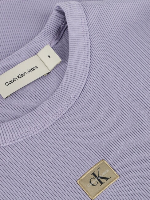 WASHED WOVEN LABEL T-shirt a manica corta, in cotone purple - T-shirt e Top Donna