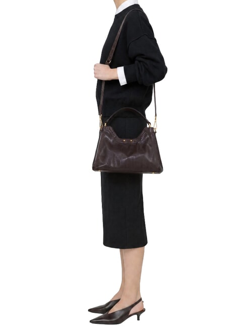 AURORA Borsa a mano con tracolla, in pelle antique ruby - Borse Donna