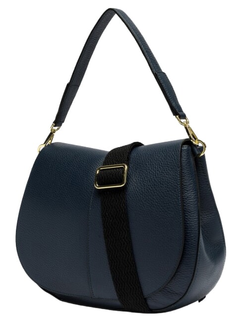HELENA ROUND Borsa a spalla con tracolla, in pelle BLU NAVY - Borse Donna