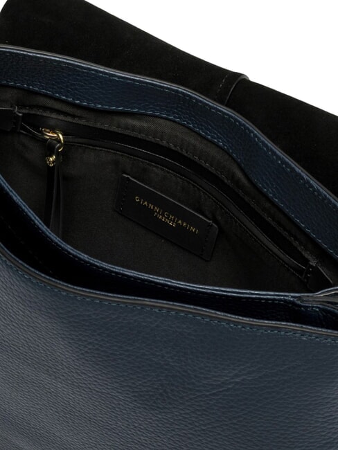 HELENA ROUND Borsa a spalla con tracolla, in pelle BLU NAVY - Borse Donna