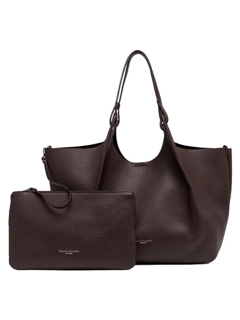 DUA Borsa a spalla grande in pelle espresso - Borse Donna