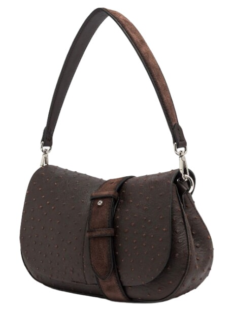 HELENA ROUND Borsa a spalla con tracolla, in pelle espresso - Borse Donna