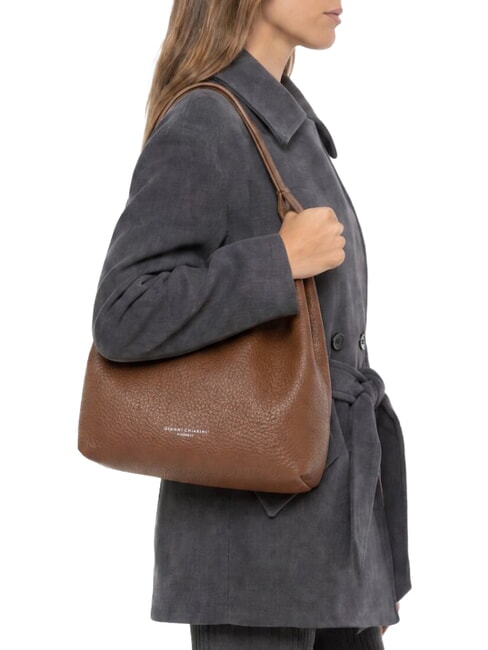 DUA Borsa a spalla grande in pelle noce - Borse Donna