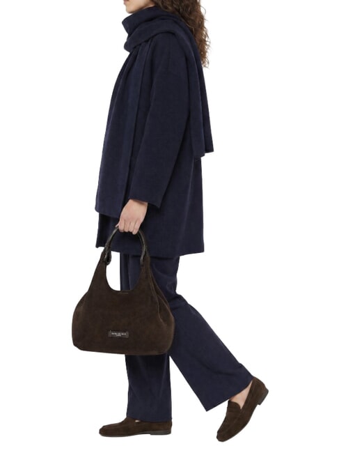DUA Borsa a spalla con tracolla, in pelle moka - Borse Donna