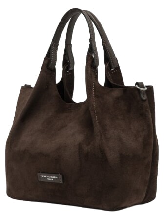 DUA Borsa a spalla con tracolla, in pelle moka - Borse Donna