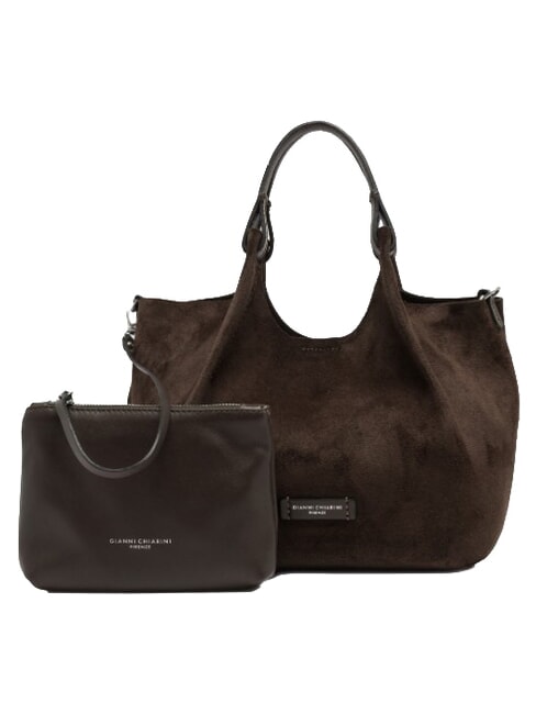 DUA Borsa a spalla con tracolla, in pelle moka - Borse Donna
