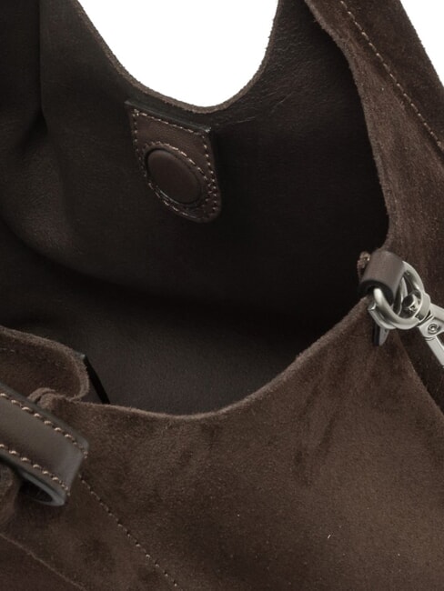 DUA Borsa a spalla con tracolla, in pelle moka - Borse Donna