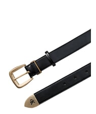 CALVIN KLEIN HW END TIP Cintura in pelle black / antique light gold - Cinture - 3