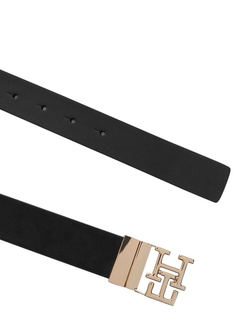 TH LOGO Cintura doubleface in pelle black/ cognac - Cinture