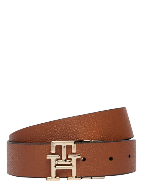 TH LOGO Cintura doubleface in pelle black/ cognac - Cinture