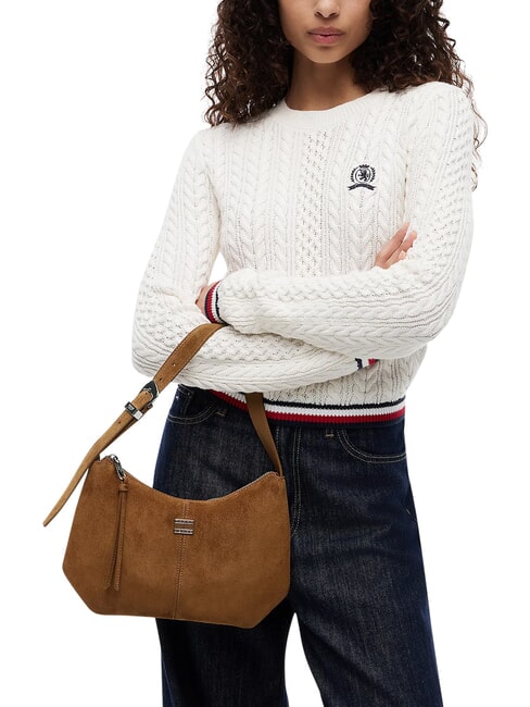 TJW SLOUCHY Borsa a spalla, in pelle scamosciata dark highland khaki - Borse Donna