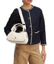 TOMMY HILFIGER TH LOGOTAPE Borsa a bauletto a mano, con tracolla soft cream - Borse Donna - 2