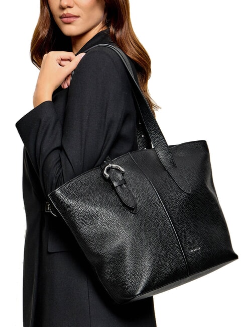 FERN Shopping Bag in pelle Nero - Borse Donna