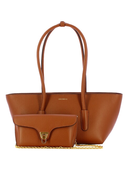 DOUBLE BEAT Shopper con pochette cognac - Borse Donna
