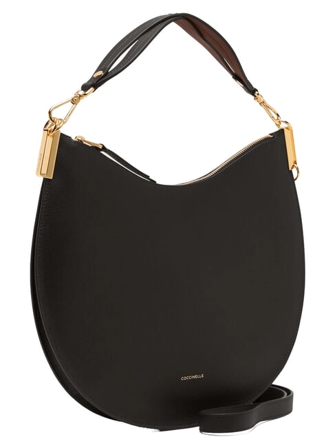 SUNUP Borsa a spalla media in pelle noir/cognac - Borse Donna