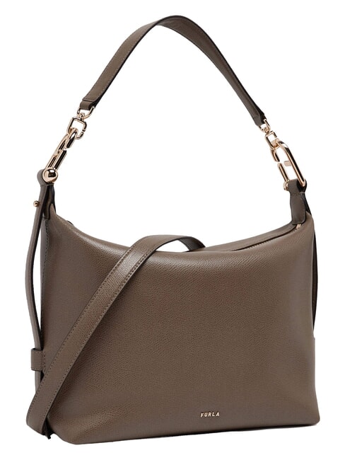 TONIE Borsa a spalla in pelle con tracolla muddy gray - Borse Donna