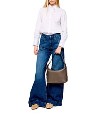 FURLA TONIE Borsa a spalla in pelle con tracolla muddy gray - Borse Donna - 6