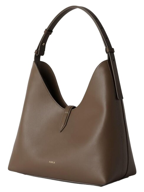 GOCCIA Borsa in pelle a spalla muddy gray - Borse Donna