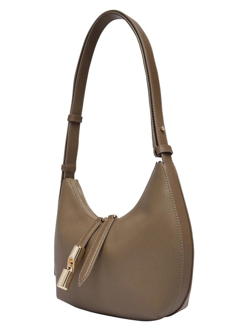 GOCCIA Borsa a spalla pelle martellata muddy gray - Borse Donna