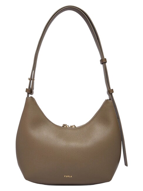 GOCCIA Borsa a spalla pelle martellata muddy gray - Borse Donna
