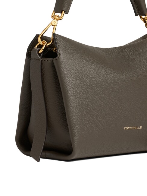BOHEME GRANA DOUBLE Borsa piccola a mano in pelle martellata fango/honey - Borse Donna