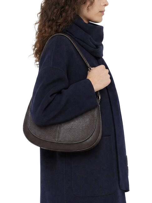 HELENA ROUND Borsa a spalla con tracolla, in pelle espresso - Borse Donna
