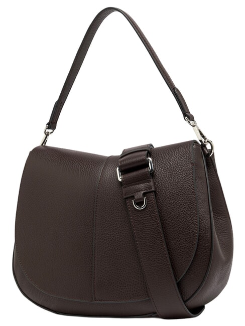 HELENA ROUND Borsa a spalla con tracolla, in pelle espresso - Borse Donna