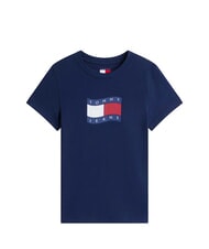 TOMMY HILFIGER TJ FLAG T-Shirt in cotone dark night navy - T-shirt e Top Donna - 3