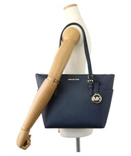 MICHAEL KORS CHARLOTTE Borsa shopping a spalla, in pelle navy - Borse Donna - 5