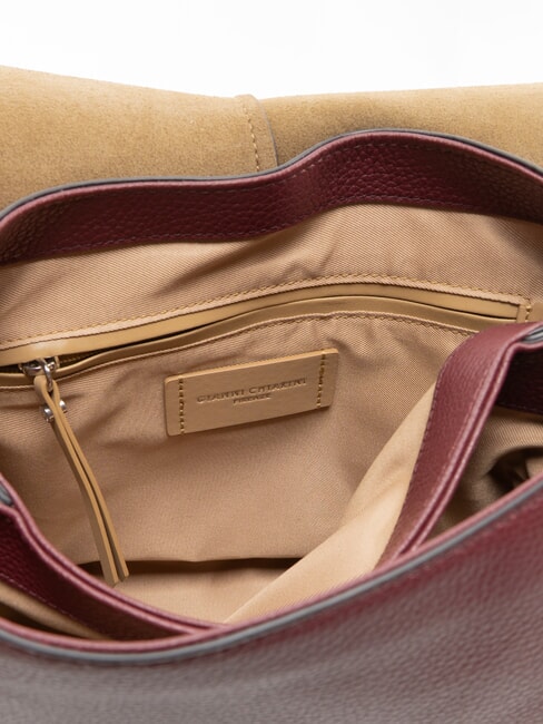 HELENA ROUND Borsa a spalla con tracolla, in pelle antique ruby - Borse Donna