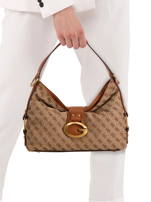 CAMDEN 4G Borsa a spalla, stampa all over latte logo/cognac - Borse Donna