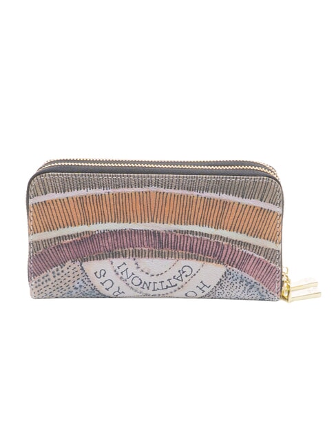 PLANETARIUM Portafoglio grande double zip wild watercolor/ dk taupe - Portafogli Donna
