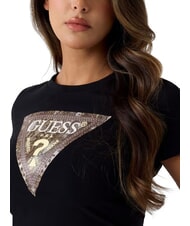 GUESS SNAKE TRIANGLE T-shirt a manica corta jetbla - T-shirt e Top Donna - 4