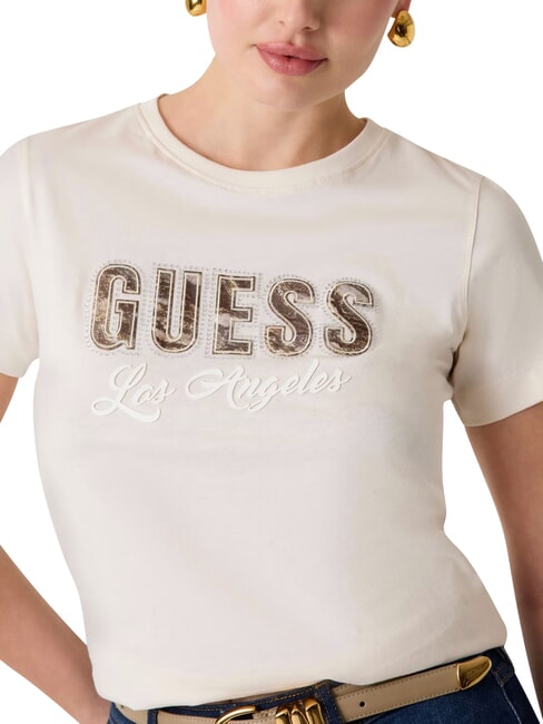 SNAKE SCRIPT T-shirt a manica corta, puro cotone cremwhi - T-shirt e Top Donna