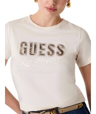 GUESS SNAKE SCRIPT T-shirt a manica corta, puro cotone cremwhi - T-shirt e Top Donna - 4