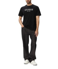 GUESS LOGO T-shirt a manica corta, puro cotone jetbla - T-shirt Uomo - 3