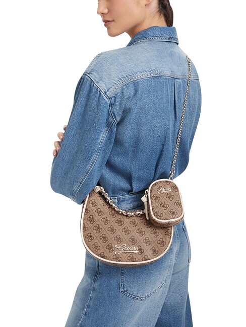 GIRL Borsa a spalla con tracolla a catena 4g aop beige blanco - Borse Donna