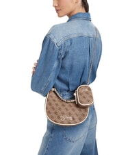 GUESS GIRL Borsa a spalla con tracolla a catena 4g aop beige blanco - Borse Donna - 2