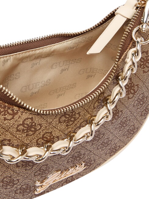 GIRL Borsa a spalla con tracolla a catena 4g aop beige blanco - Borse Donna