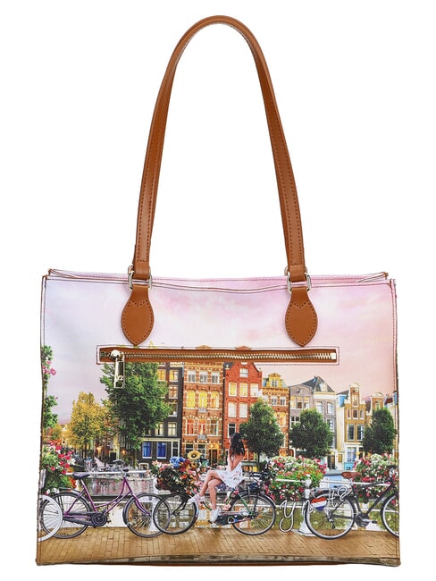 YESBAG Borsa shopping, a spalla flower river - Borse Donna