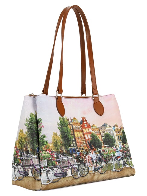 YESBAG Borsa shopping, a spalla flower river - Borse Donna