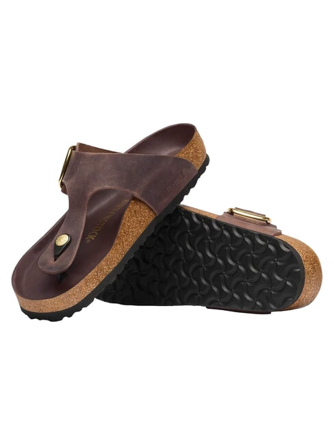 GIZEH BIG BUCKLE HEX Sandalo ciabatta in pelle habana - Scarpe Donna