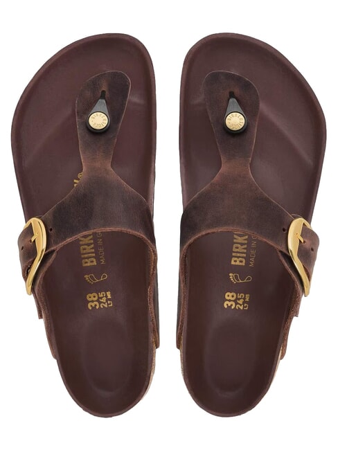 GIZEH BIG BUCKLE HEX Sandalo ciabatta in pelle habana - Scarpe Donna