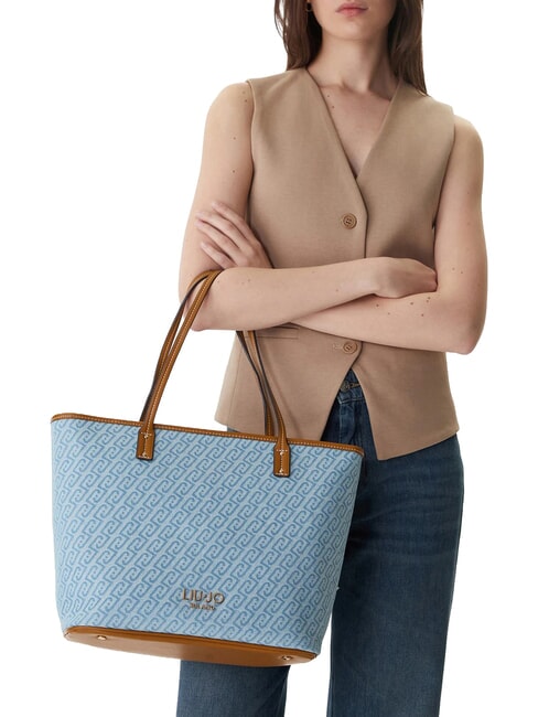EVRIM Borsa shopping a spalla dusty blue - Borse Donna
