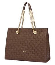 POLLINI HERITAGE Borsa shopping a spalla, in pelle marrone/crema - Borse Donna - 2